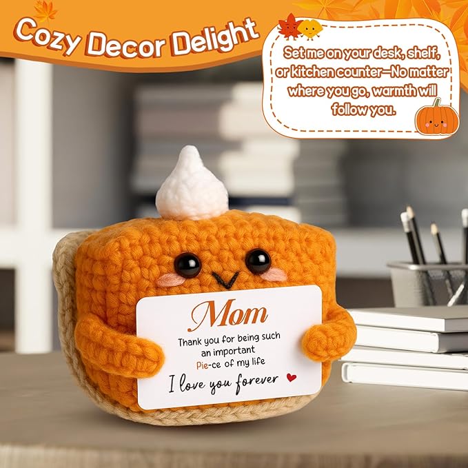 Pie Plush, Mothers Day Adorable Mom Presents for Halloween Thanksgiving Christmas Stocking Stuffer Emotional Small Cute Decor