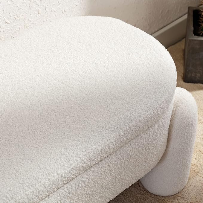 DUOMAY Sherpa Storage Ottoman Bench, Upholstered Fabric Storage Bench End of Bed Stool for Bedroom Living Room Entryway, 44.75" Width, White