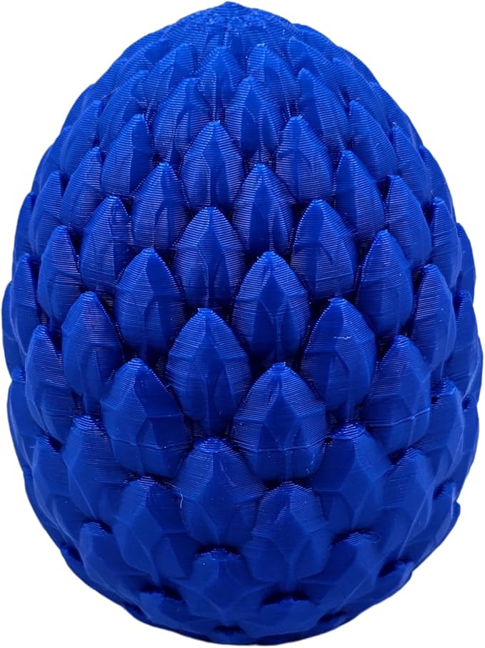 3D Printed Dragon Egg Articulating Gemstone Dragon Fidget Figurine - Vibrant Color Dragons Flexible ADHD, Autism and Anxiety Relief - Articulated Joints (Blue)