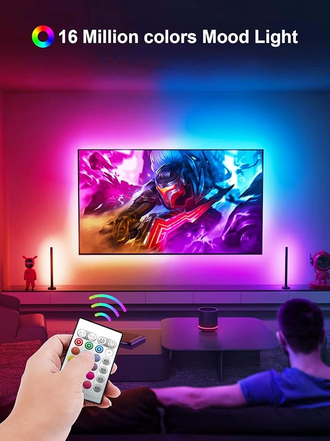 TV Backlights, 13.1FT LED Lights for 32-65 Inch TV, RGB TV LED Lights Behind, Music Sync Bluetooth APP and Remote Control TV LED Strip Lights USB Powered for Gaming/Bedroom