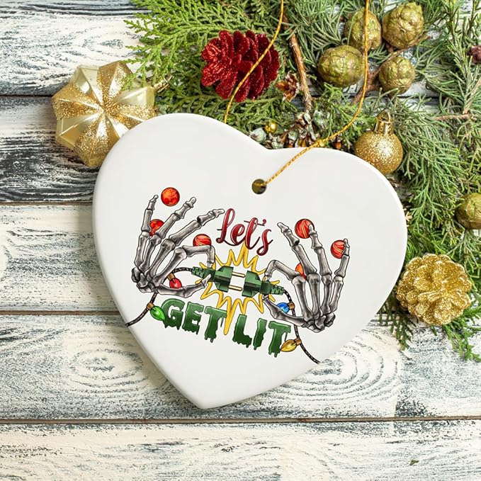 Letβs Get Lit Skeleton Fingers and Christmas Plugs Ornament