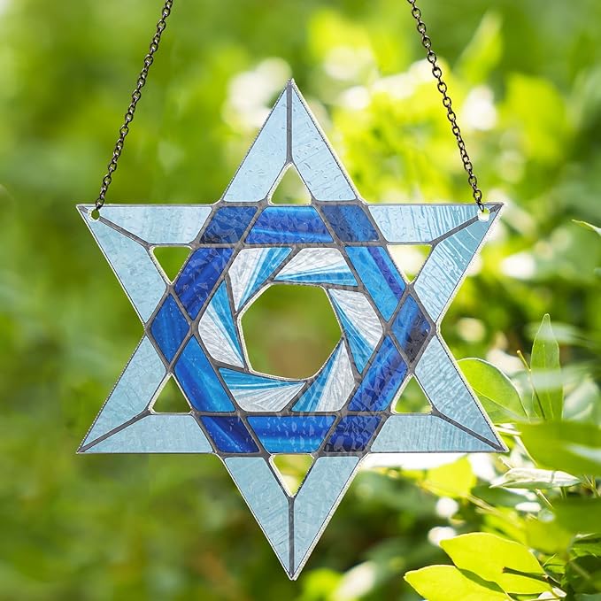 Hanukkah Suncatchers for Windows - Star of David Ornament, Personalized Hanukkah Ornaments, Jewish Star Acrylic Window Suncatchers, Jewish Christmas Ornaments