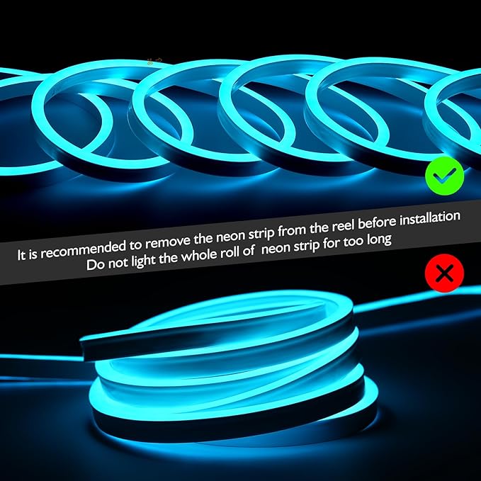 16.4ft RGB Led Neon Rope Light, 110v Waterproof Led Neon Strip with Brightness Adjustment,Multicolor Change Flexible Neon Rope Lights for Supermarket,High Building, Celebration,ETL Listed