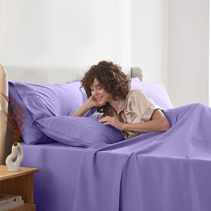 Nestl Extra Deep King Sheet Set - 6 Piece Breathable & Cooling Sheets - Hotel Luxury Bedding Set w/18-24 Inch Deep Pockets - Easy & Secure Fit - Super Soft, Wrinkle Free & Comfy - Lavender