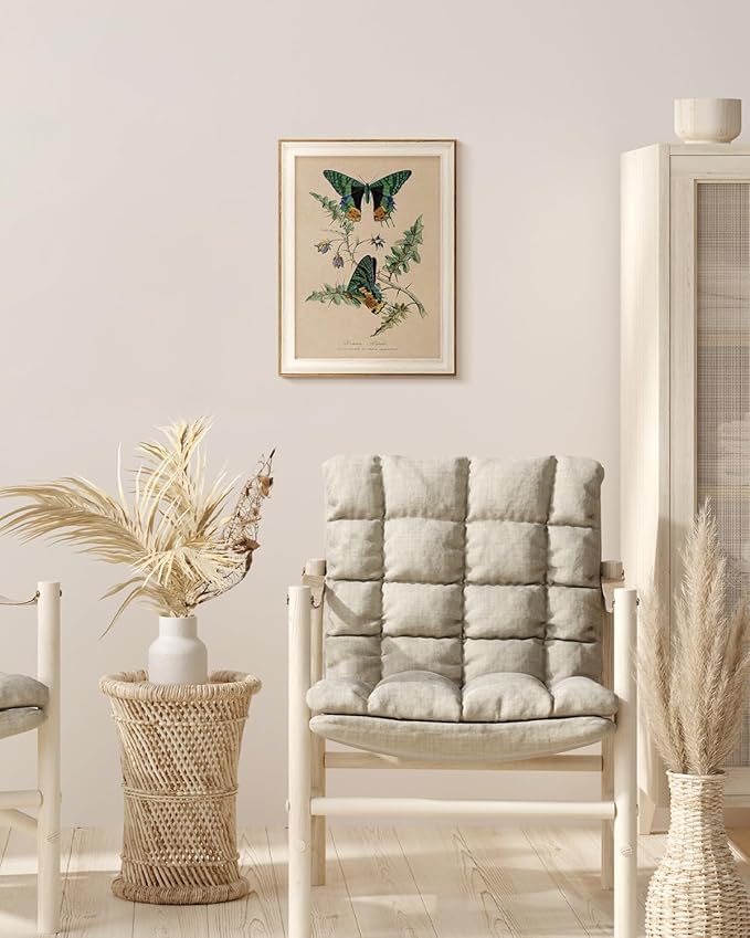 InSimSea Vintage Butterfly Framed Wall Art for Living Room, Elegant Botanical Nature Print, Perfect for Adding Timeless Charm and Beauty to Home Walls and Interior Spaces 16L x 12W