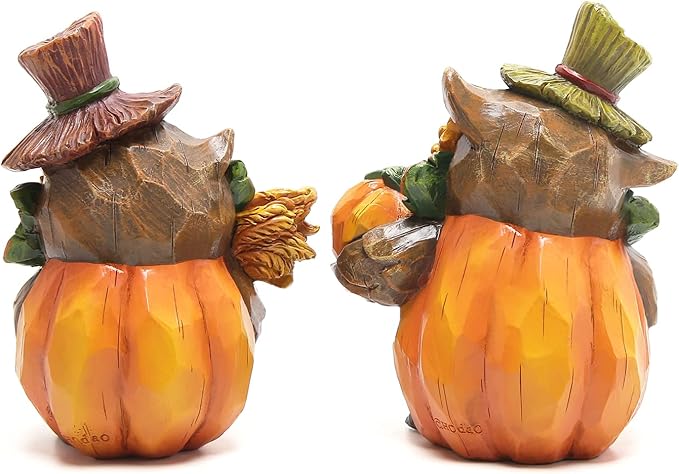Hodao Owl Sculpture - Resin Thanksgiving Decor, Handmade Fall Centerpiece in Country Style, Unique Patented Design, 5.5 inches Tall