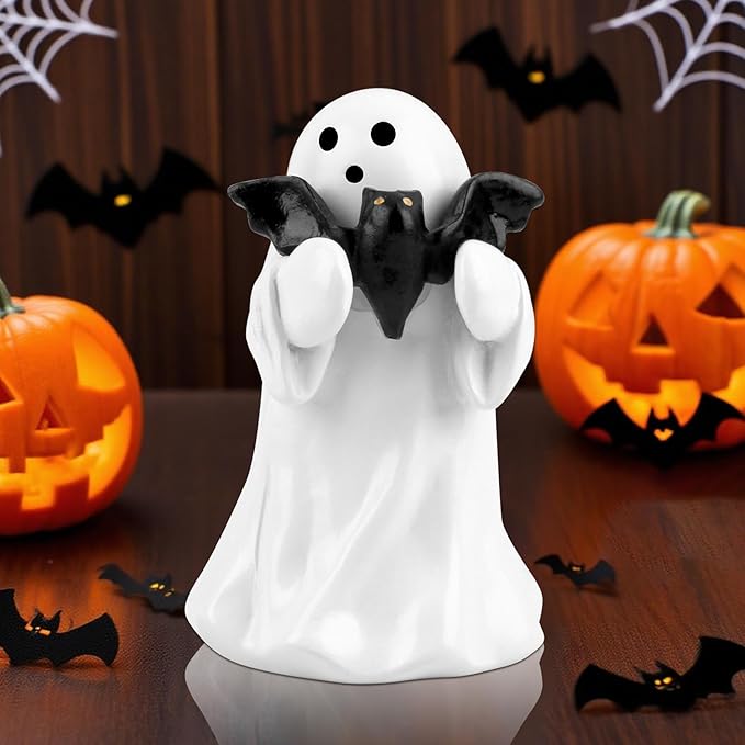 2025 Halloween Figurine Ghost, Ghosts Middles Fingers Figurine,Spooky Cute Halloween Decor,Haunted Porch & Indoor Home Statue,Coffee Table Centerpieces Shelf Mantel Display