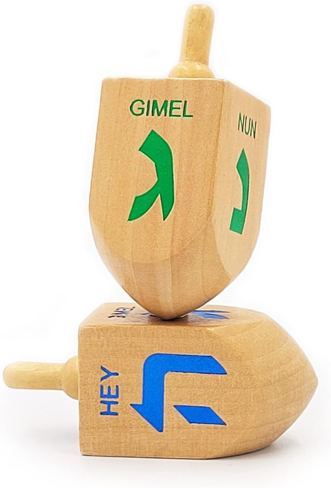Let's Play Dreidel The Hanukkah Game 2 Extra Large Wood Dreidels Instructions Included