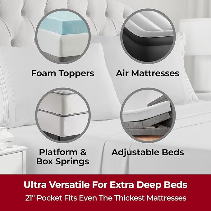 Mellanni Extra Deep Twin XL Sheets - 3 PC Iconic Collection Bedding - Hotel Luxury, Ultra Soft, Cooling Bed Sheets - Wrinkle, Fade, Stain Resistant (Twin Extra Long, Light Gray)