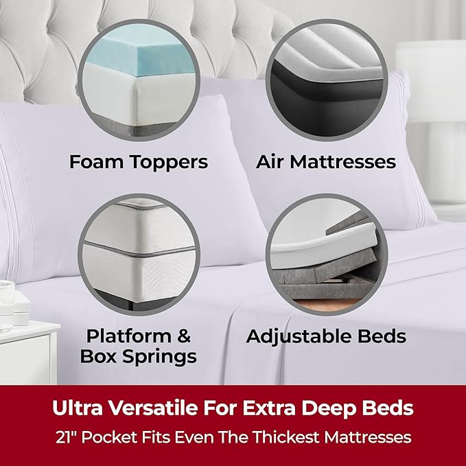 Mellanni Extra Deep Twin Sheets - 3 PC Iconic Collection Bedding - Hotel Luxury, Ultra Soft, Cooling Bed Sheets - Wrinkle, Fade, Stain Resistant (Twin, Lavender)