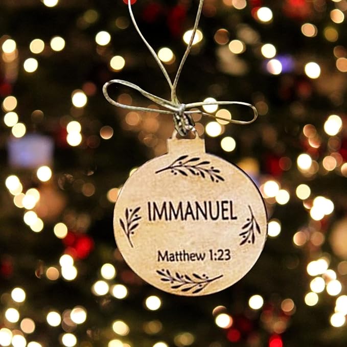 25 Pack Names of Jesus Ornaments, 5 cm / 2 inch Diameter | Name of Jesus Advent, Wood Hanging Ornaments with Savior Names, Ornaments for Christmas Tree Decor