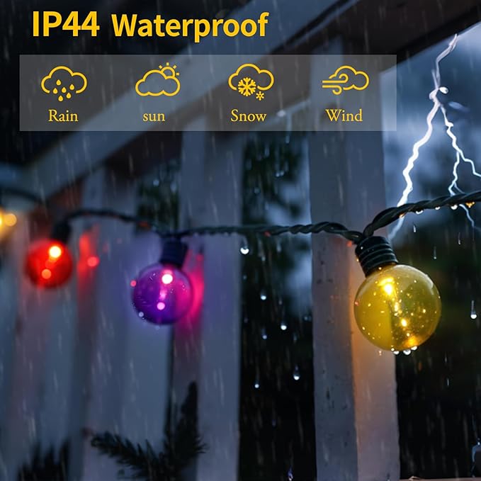 Vigdur Outdoor String Lights 21FT Patio Lights with 35 Shatterproof G40 Plastic Bulbs, Outside Hanging Light Waterproof for Porch Deck Garden Backyard Party