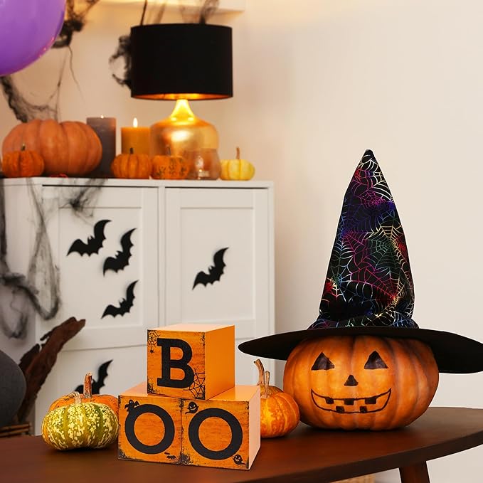 3 Pcs Halloween Wooden Tiered Tray Decor, Boo Decorations Gifts for Home, Halloween Table Centerpiece for Fall Party Kitchen