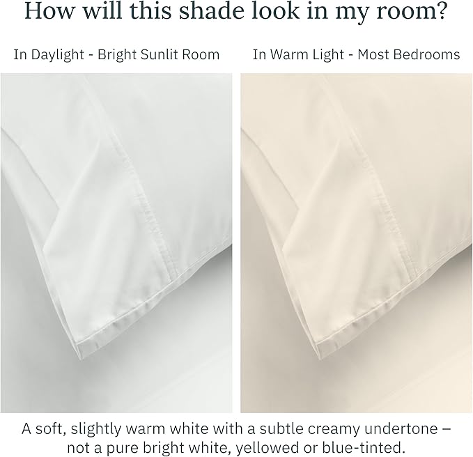 California Design Den Certified Luxury 100% Egyptian Cotton Sheets California King Size Set - Soft Sateen, Deep Pockets, Cool and Durable Bedding Sheets & Pillowcases Set - Ivory (Cream Tone)
