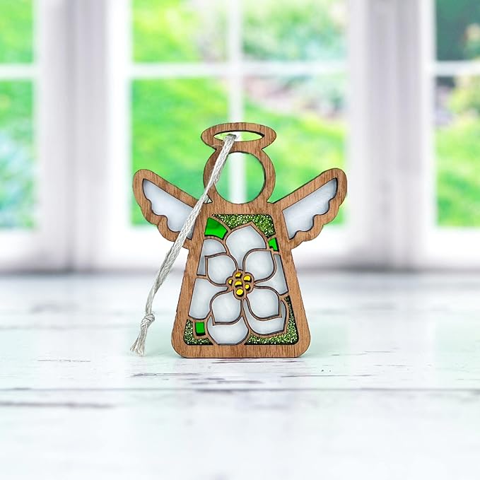 Magnolia Ornament - Angel Figurines for Women - Gardener Gifts Women - Magnolia Flowers for Christmas Tree - Unique Home Decor - 3.5" (H)