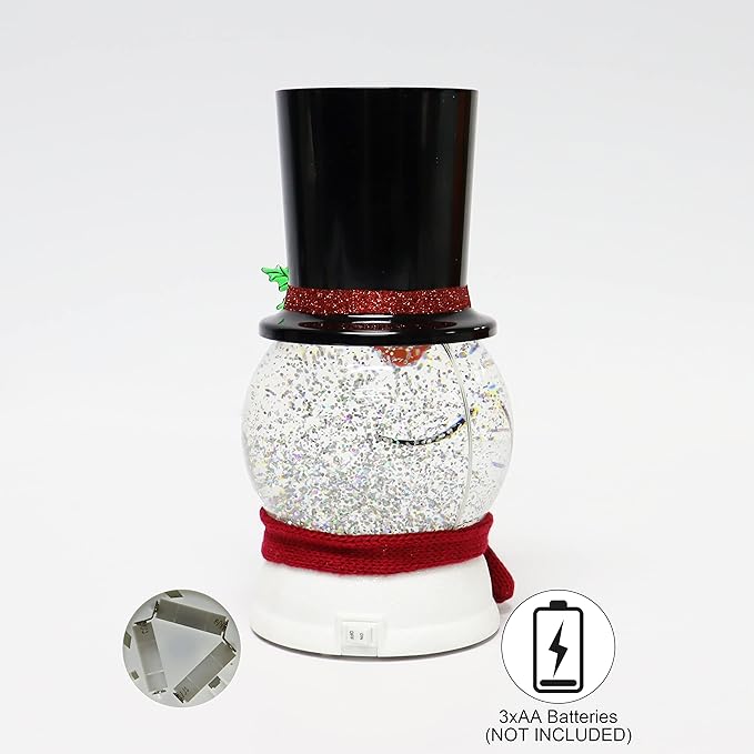 Christmas Tabletop Decor, Snow Globe Water Spinning LED Lighted Snowman, Battery Operated (not Included) (9.4" H x 5.5" W x 4.8" D) by Moments in Time