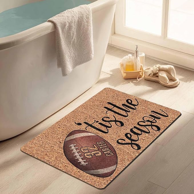 Custom Halloween Name Door Mat for Family, Personalized Halloween Decor Indoor, Custom Football Pattern Door Mat, Halloween Decor Gifts Customized