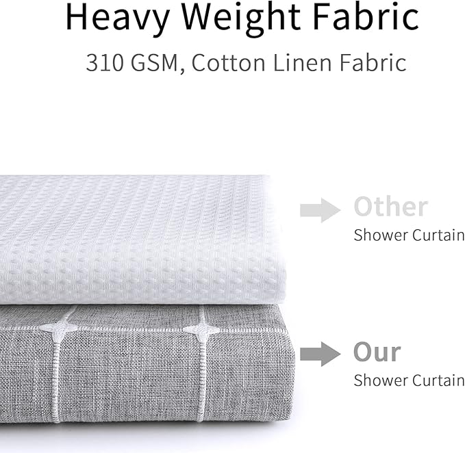 MitoVilla Modern Farmhouse Shower Curtain Set, Grey Boho Shower Curtains for Bathroom Decor, Vintage Rustic Thick Linen Fabric , Country Tassel Cloth, 72 x 72