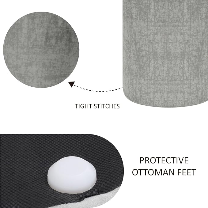 Get Set Style Modern Round Ottoman with Soft Padded Seat, Multifunctional Vanity Stool for Makeup, Upholstered Footrest Stool Ottoman Foot Stool for Living Room, Bedroom