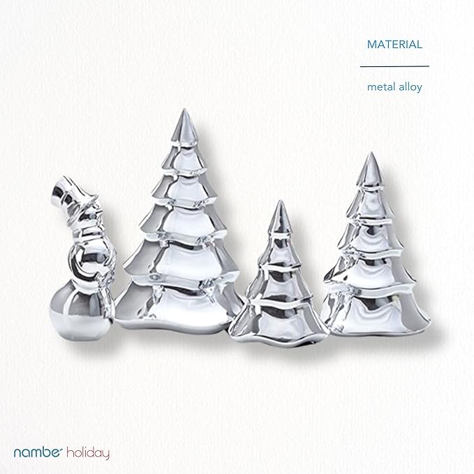 Nambé Holiday Collection Mini Snowman Figurine – Festive Christmas Accent for Tabletop or Mantel, Sculptural Seasonal Décor in Signature Alloy with Rounded Silhouette, Decorative Holiday Display