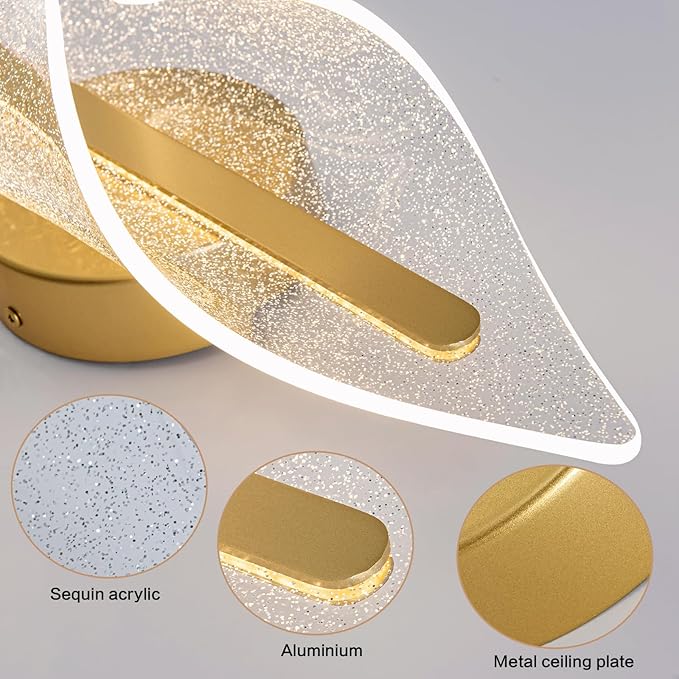 Gold Wall Lights 22.4In Indoor Wall Sconce with Remote Control LED Dimmable Wall Lights for Living Room Hallway Bathroom Bedroom Stairs
