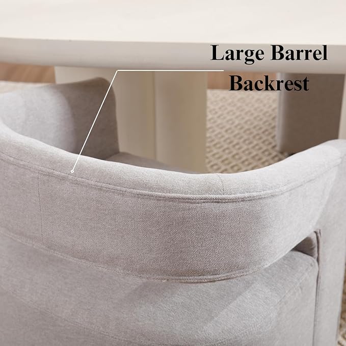 Modern Dining Chair, Upholstered Dining Room Chair with Casters Chenille Fabric Accent Chair for Dining Room Living Room, 1PC, Light Grey