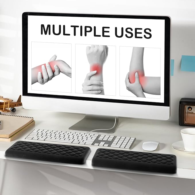 2 Pcs L-Shaped Desk Elbow Pad for Desk, Ergonomic Keyboard Wrist Rest Pad Set, Memory Foam Elbow Support Padding with Non-Slip, Desk Edge Cushion for Computer Office Home (11.8 x 3.9 inch)
