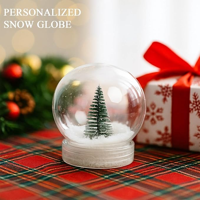 Fake Snow Globe Container DIY Kit- Artificial Snow Confetti 2oz & 5.2in Large Snow Globe Empty Clear Plastic, Christmas Holiday Miniatures Decorating Crafts Supplies for Snow Flakes Winter Wonderland