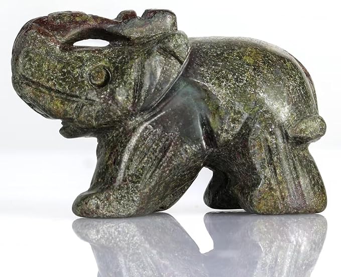 2" Dragon Blood Stone Elephant Statue for Vitality & Strength,Elephant Decor for Wisdom & Good Luck,Elephant Figurine for Home & Office Decor