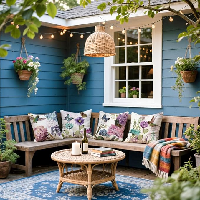 Cirzone Waterproof Outdoor Pillow Covers 18x18 Inch Set of 4 Summer Spring Floral Throw Pillow Covers Spring Outdoor Decor for Patio Furniture Garden Sofa