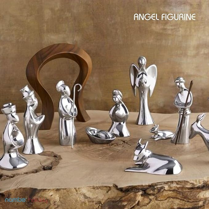 Nambé Holiday Angel Figurine – Christmas Angel Sculpture in Signature Alloy, 9” Tall Seasonal Collectible for Mantel, Table or Shelf Display, Elegant Holiday Décor & Spiritual Gift
