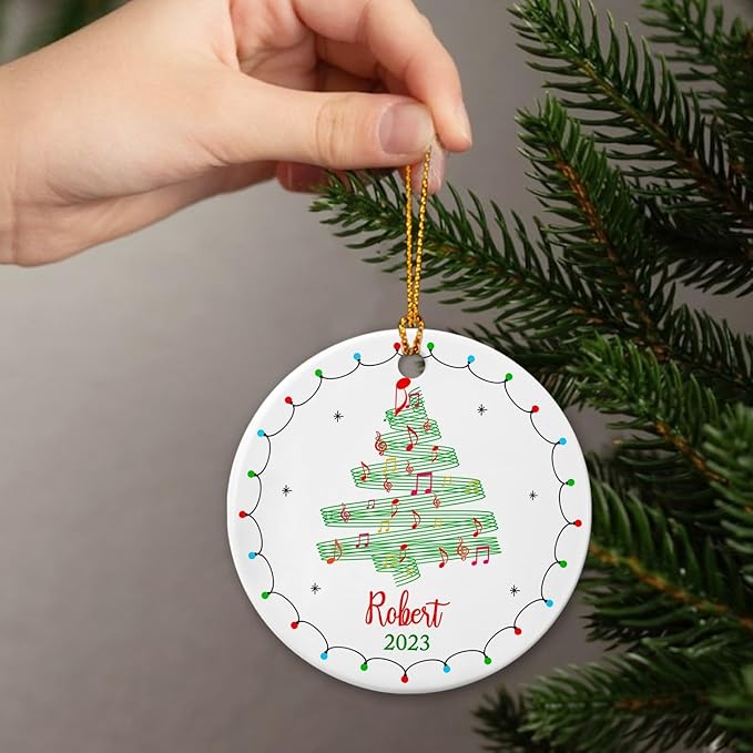 Music Teacher Christmas Ornaments, Musical Lover Ceramic Ornament, Personalized Music Note Decorations, Customized Musician Name Ornament Keepsake Gifts, Orchestra Ornaments, Musician Xmas Gifts