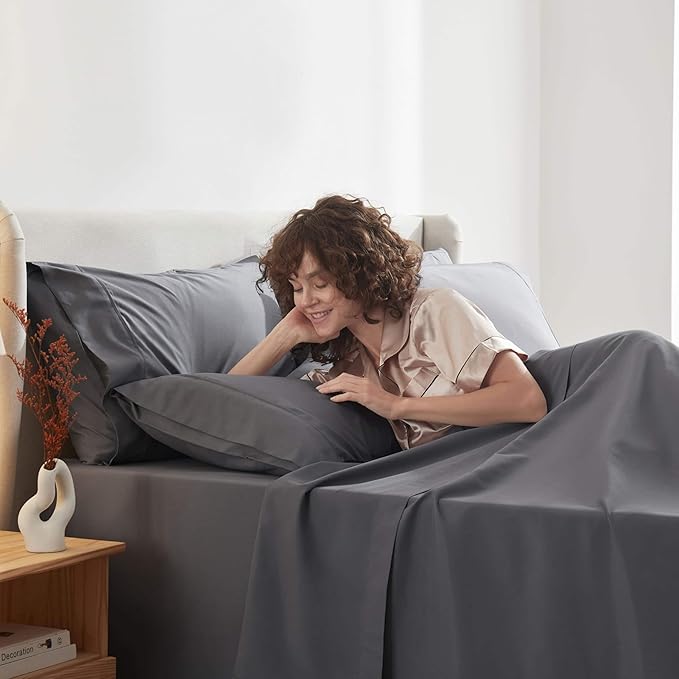 Nestl Extra Deep Twin XL Sheet Set - 4 Piece Breathable & Cooling Sheets - Hotel Luxury Bedding Set w/18-24 Inch Deep Pockets - Easy & Secure Fit - Super Soft, Wrinkle Free & Comfy - Dark Gray