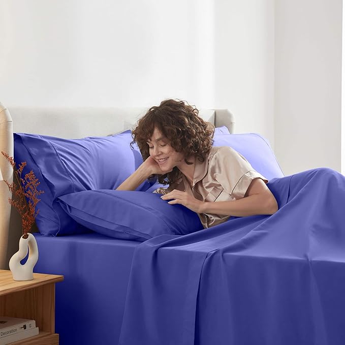 Nestl Extra Deep Twin Sheet Set - 4 Piece Breathable & Cooling Sheets - Hotel Luxury Bedding Set w/18-24 Inch Deep Pockets - Easy & Secure Fit - Super Soft, Wrinkle Free & Comfy - Royal Blue