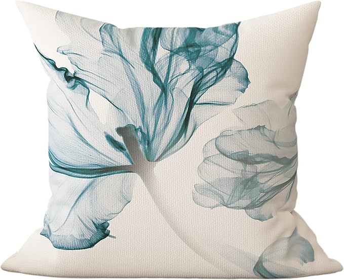 Textured Modern Minimalist Pillow Cover with Creative Floral Print, Digital-Printed Square Cushion Cover for Living Room Sofa (24 * 32inch-03021)