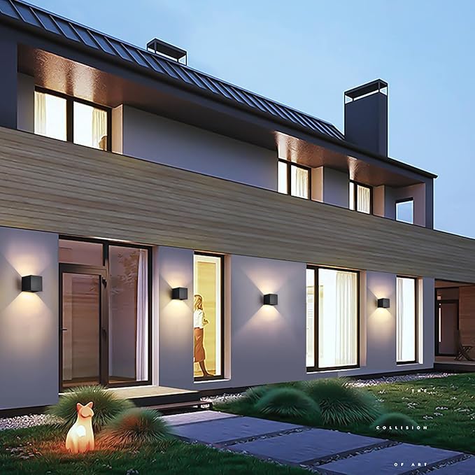 Outdoor Wall Lights Exterior,20W Up and Down Lights Outdoor Modern Wall Light 3000K Waterproof Wall Mount Exterior Lighting Fixtures Suitable for Indoor and Out Door Use 4.72inch Black 1 Pack