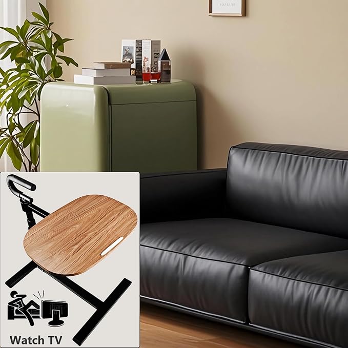 (Black 360° Sofa Rotating Table) Auxiliary Standing Tray 360 Degree and Height Adjustable Rotating TV and Laptop Table, Ergonomic Auxiliary Safety Standing Handle