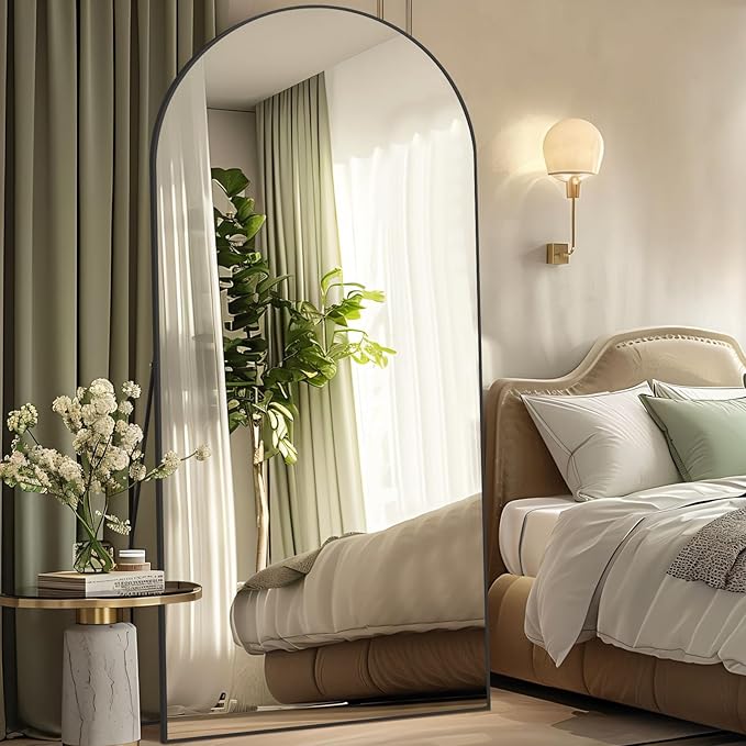 Arched Full Length Mirror, 76"x34" Large Floor Mirror Blake Free Standing Mirror Full Length for Bedroom Living Room Gym, Tempered Glass