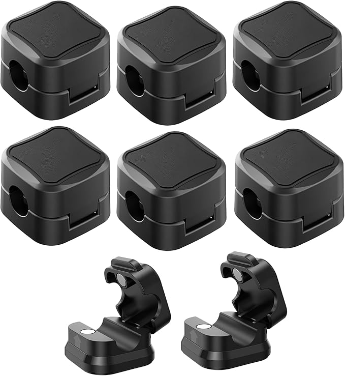 8 Pack Magnetic Cord Organizer, Strong Adhesive Desk Magnetic Cable Clips Management, Ideal Phone Cord Holder for Nightstand Desk Car Home Office Charger Holder (Black)