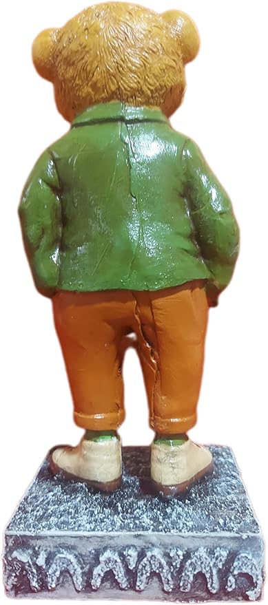 T7 Teddy Bear Figurine in Green Jacket β Handcrafted Resin Bear Statue β Cute Shelf Decor & Gift Idea β Collectible Home Ornament for Kids, Adults & Bear Lovers | Tiig