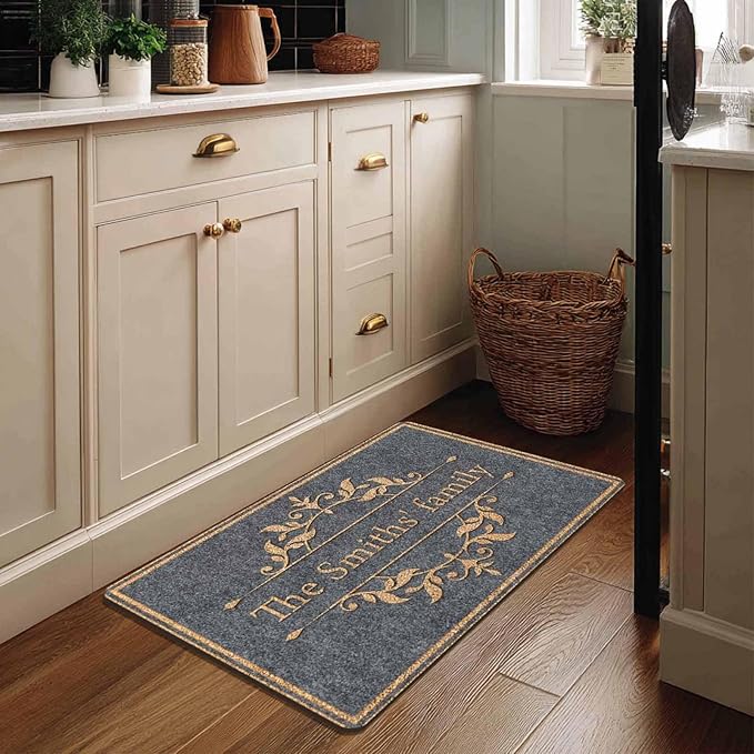 InterestPrint Personalized Family Doormat with Name Classical Pattern Custom Family Name,Welcome Mat, Customized Door Mat Rug for Home Decoration on Christmas Halloween Fall