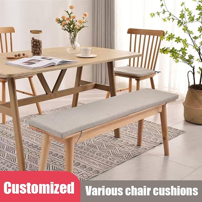 Custom Size Bench Cushion, Bay Window Seat Cushion for Indoor Furniture with Non-Slip Bottom, Optional Waterproof Addition Piping Long Bench Pad Cushions for Outdoor Patio(Customized Size & Color)