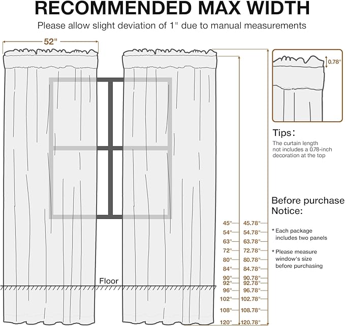 Anmao White Semi Sheer Light Filtering Extra Long Curtains 2 Panels, Leaf Pattern Drapes for Living Room Bedroom, Rod Pocket Privacy Window Treatments with Floral Design, 52x108 Inch