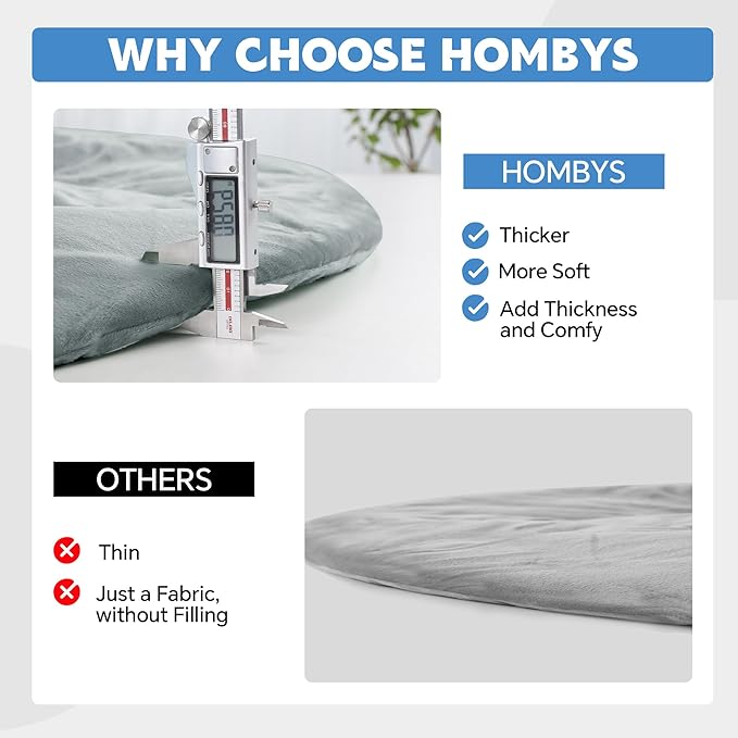 HOMBYS Extra Thick Saucer Chair Cushion Cover for Adults - Furry and Soft Round Moon Chair Cover for Indoor & Outdoor Use, Stretch and Elastic Closure, Removable and Machine Washable, Dark Gray
