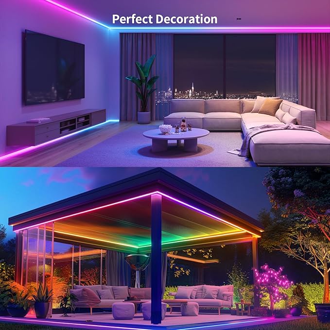 COB RGB Smart IC Strip Lights 40FT LED Strip Lights RGB+IC LED Strip Lights with RF Control Music Sync COB RGB LED Light for Bedroom Gaming Party Home Decor 2×20FT Rolls