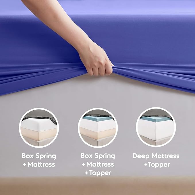 Nestl Extra Deep Twin Sheet Set - 4 Piece Breathable & Cooling Sheets - Hotel Luxury Bedding Set w/18-24 Inch Deep Pockets - Easy & Secure Fit - Super Soft, Wrinkle Free & Comfy - Royal Blue
