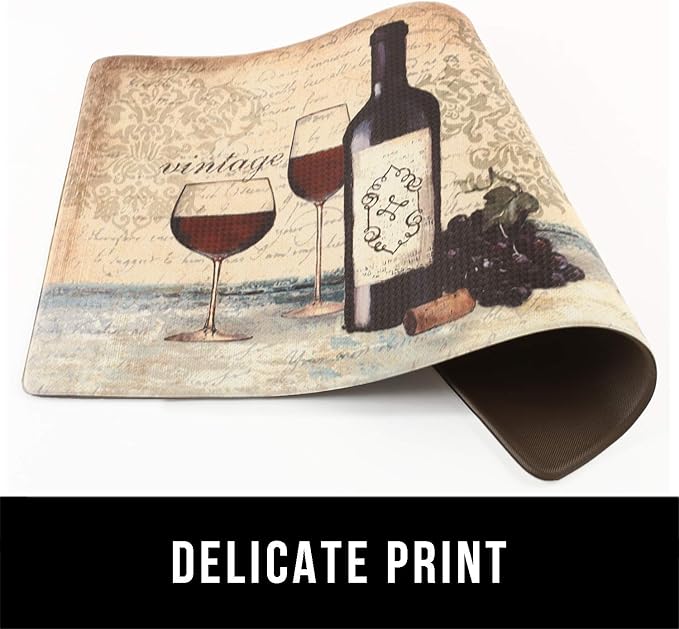 FRESHMINT Farmhouse Kitchen Mats Sets 2 Piece Cushioned Comfort Mat for Home & Office Ergonomically Engineered Memory Foam Kitchen Rug Waterproof Non-Skid, 30" by 17" + 47" by 17",Wine