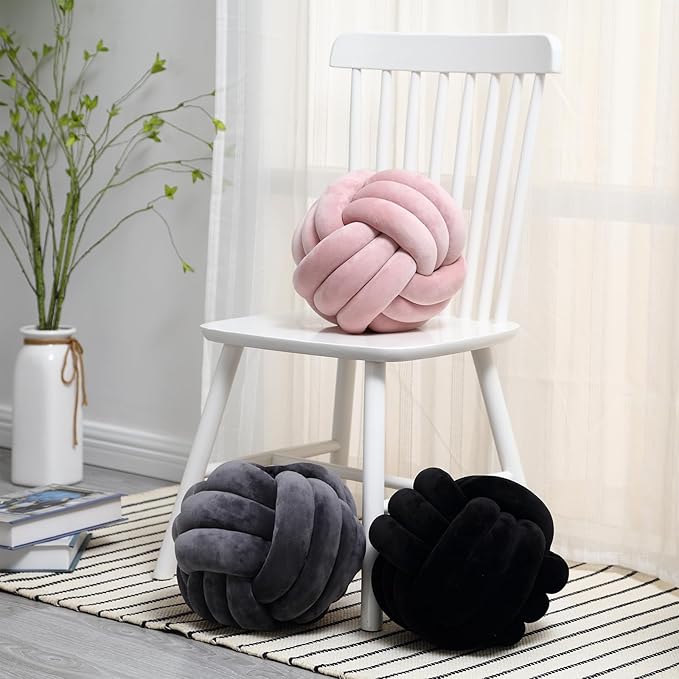 Petrella Knot Pillows Ball Round Throw Pillows Home Decor Cushion Decorative Aesthetic Throw Pillows,Pink 11inch