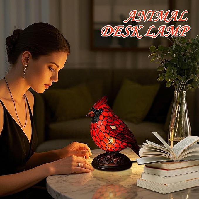 Sheremart Cardinal Lamp, Fanyil Cardinal Lamp, Resin Cardinalis Night Light, Red Bird Desktop Ornament, Christmas Art Decor Light, for Bedside Livingroom Bedroom Home Decoration (1*PCS)