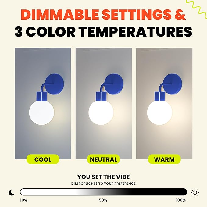 Wireless Wall Sconce (Shark Tank) Rechargeable & Dimmable LED Light w/App Control & Damage-Free Install, Moveable Modern Ambient Lighting for Elegant Home & Bedroom Decor | Blue